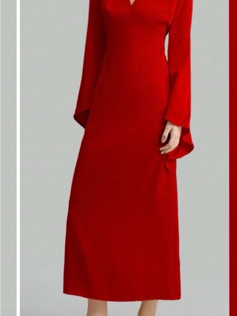 Elegant Red Long Sleeve Maxi Dress